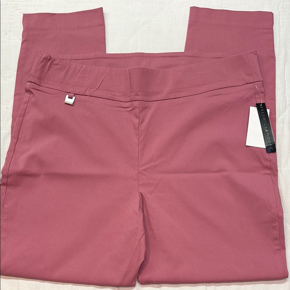 Preswick & Moore Flat Front Stretch Trousers Heather Rose Women's Pants XL NWT